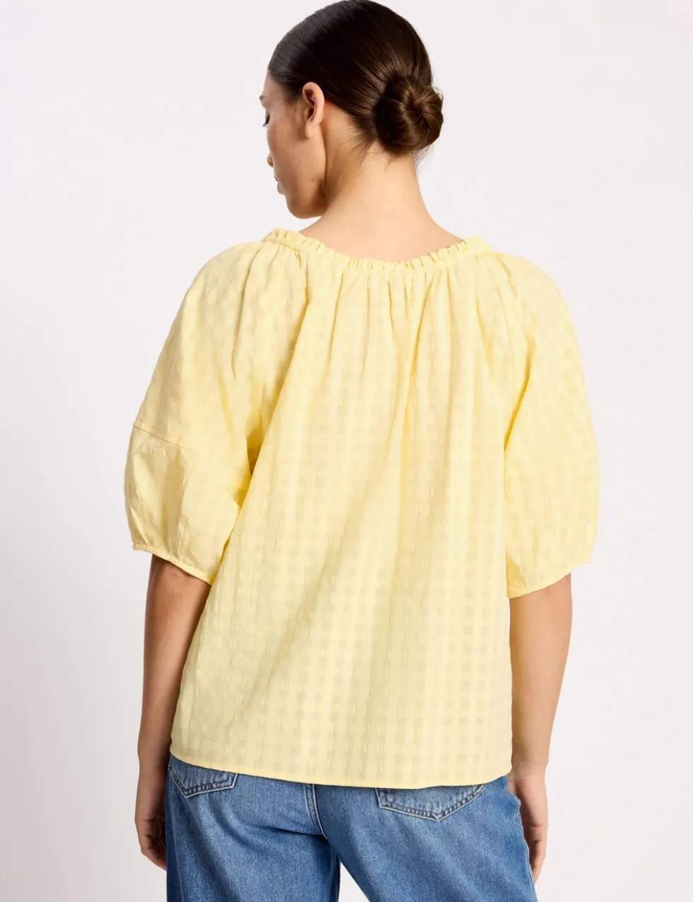 Pure Cotton Gingham Scoop Neck Top