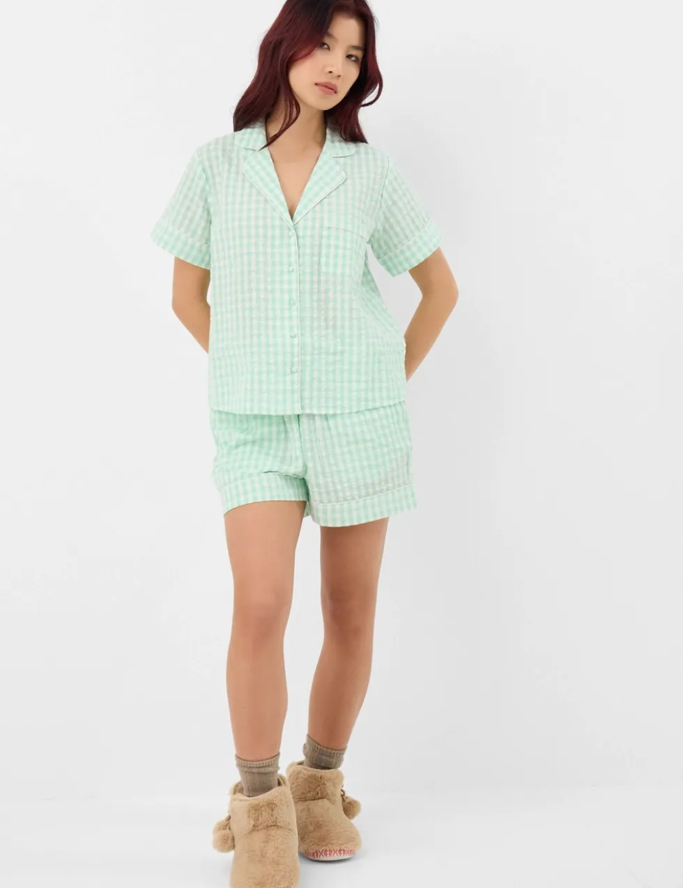 Pure Cotton Gingham Shortie Set