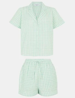 Pure Cotton Gingham Shortie Set