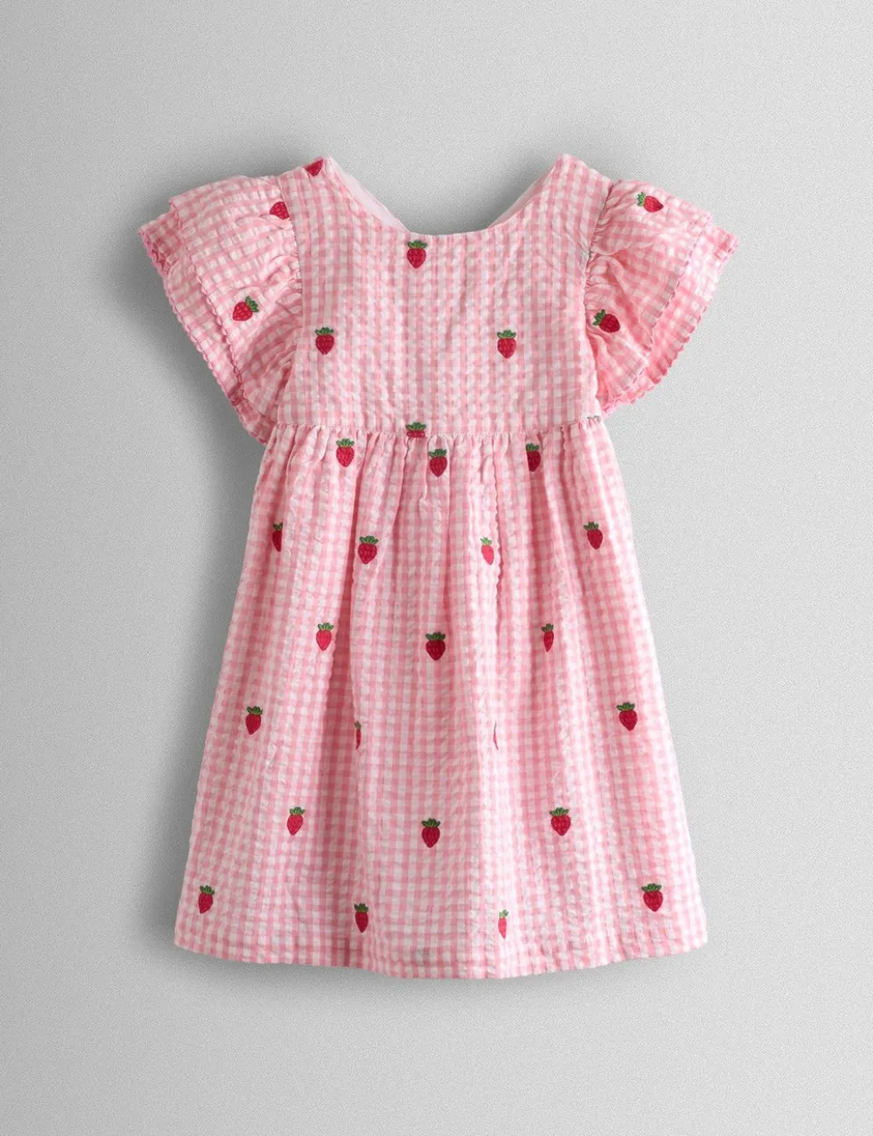 Pure Cotton Gingham Strawberry Dress (0-9 Yrs)