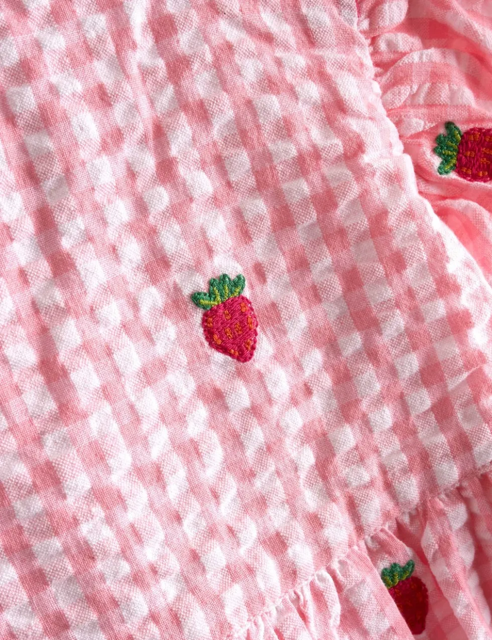 Pure Cotton Gingham Strawberry Dress (0-9 Yrs)