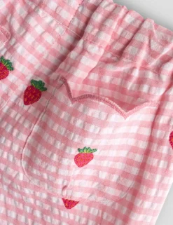 Pure Cotton Gingham Strawberry Shorts (6 Mths-7 Yrs)