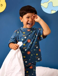 Pure Cotton Glow In The Dark Space Pyjamas (1-6 Yrs)