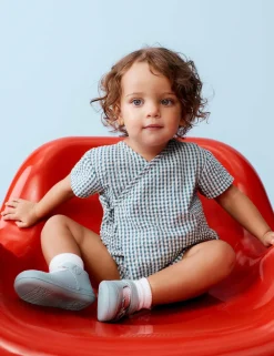 Pure Cotton Grid Check Wrap Paddler (0-24 Mths)