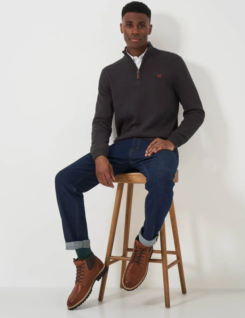 Pure Cotton Half Zip Jumper