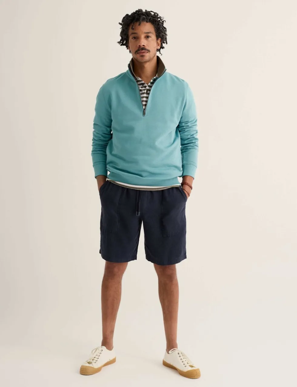 Pure Cotton Half Zip Long Sleeve Sweatshirt