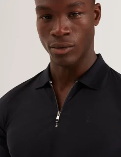 Pure Cotton Half Zip Polo Shirt