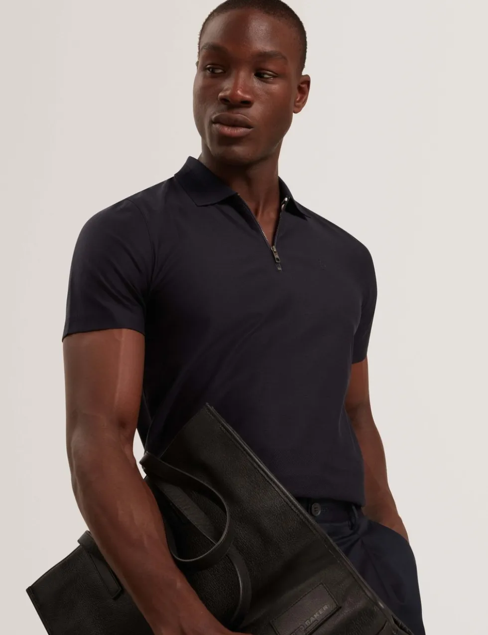 Pure Cotton Half Zip Polo Shirt