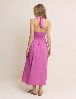 Pure Cotton Halter Neck Midi Skater Dress