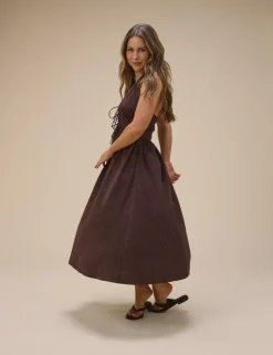 Pure Cotton Halter Neck Striped Midi Dress