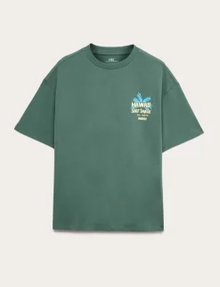 Pure Cotton Hawaii Surf Graphic T-Shirt (6-16 Yrs)