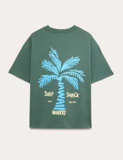 Pure Cotton Hawaii Surf Graphic T-Shirt (6-16 Yrs)