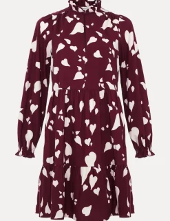Pure Cotton Heart Print High Neck Mini Dress