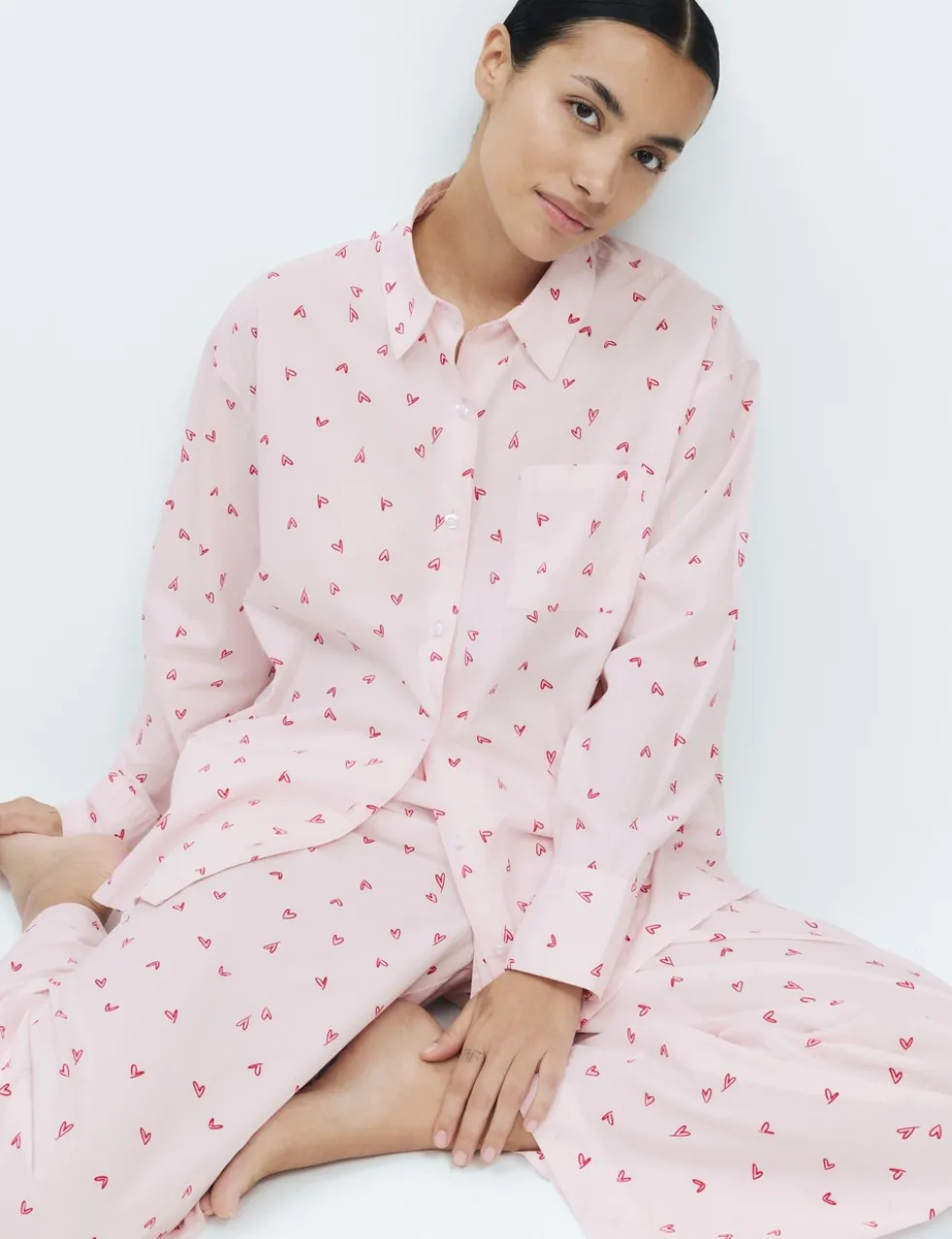 Pure Cotton Heart Print Pyjama Set