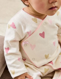 Pure Cotton Heart Sleepsuit (0-12 Mths)