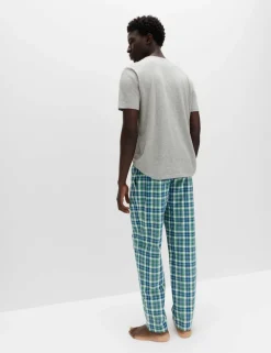 Pure Cotton Henley Checked Pyjama Set