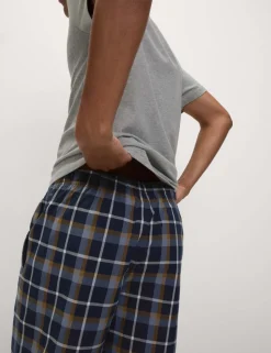 Pure Cotton Henley Checked Pyjama Set