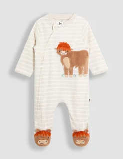 Pure Cotton Highland Cow Zip Sleepsuit (7lbs-18 Mths)