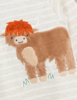 Pure Cotton Highland Cow Zip Sleepsuit (7lbs-18 Mths)