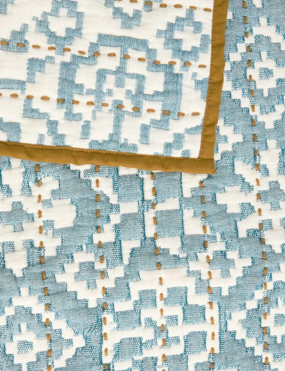 Pure Cotton Ikat Geometric Bedspread