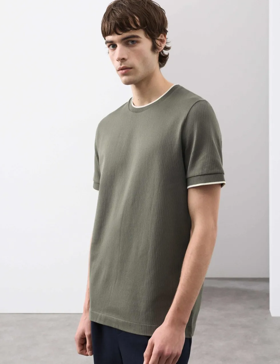 Pure Cotton Jacquard T-Shirt