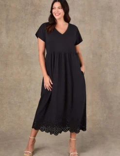 Pure Cotton Jersey Broderie Maxi Skater Dress