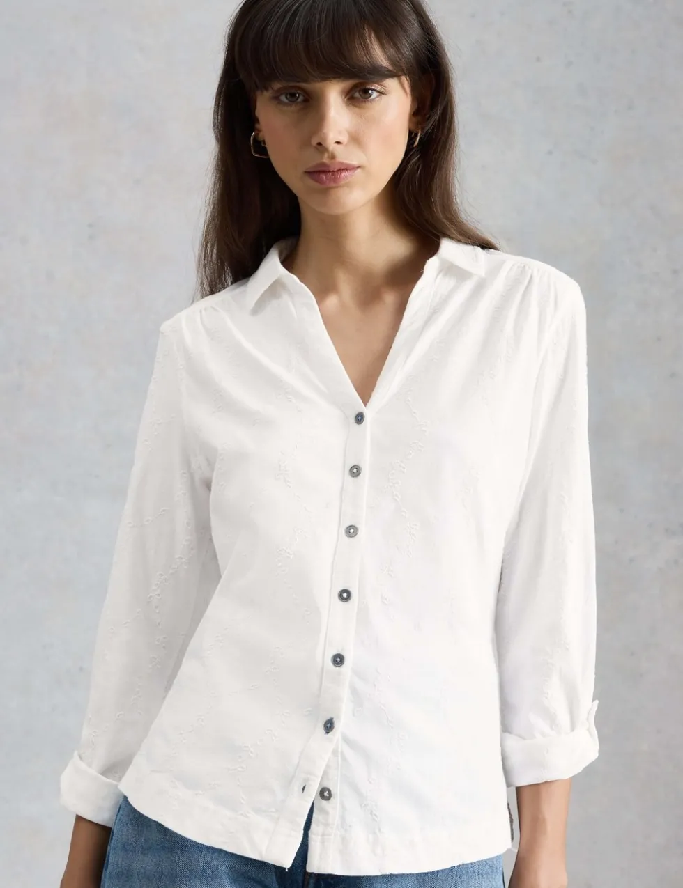 Pure Cotton Jersey Broderie Shirt