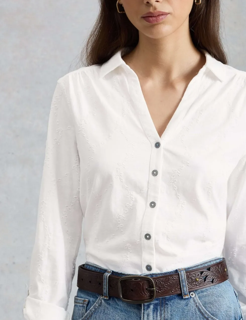 Pure Cotton Jersey Broderie Shirt