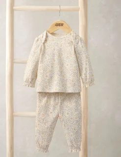 Pure Cotton Jersey Bunny Floral Print Pyjamas (3 Mths-3 Yrs)