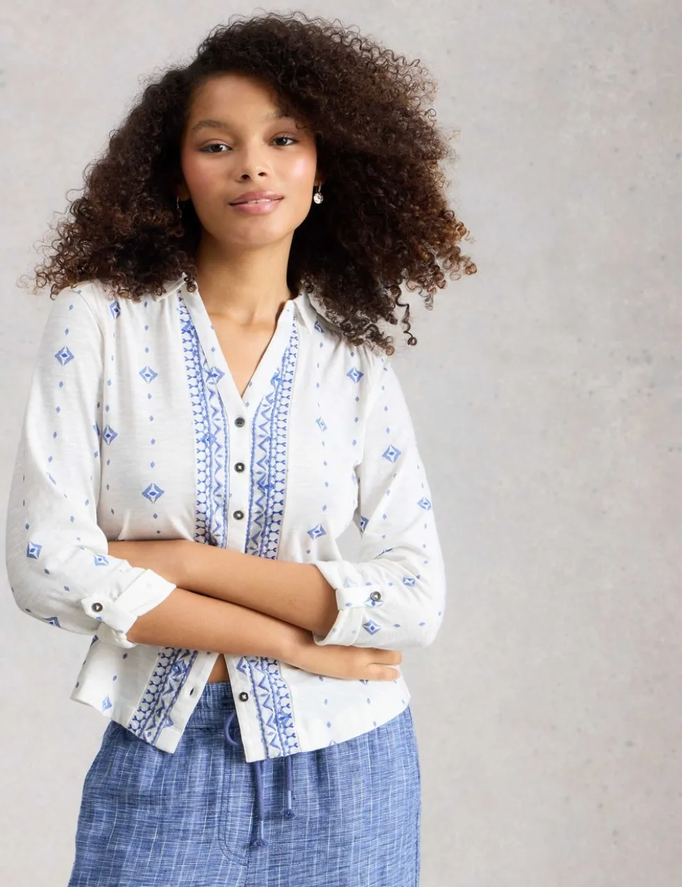 Pure Cotton Jersey Embroidered Shirt