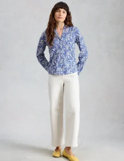 Pure Cotton Jersey Floral Button Through Shirt