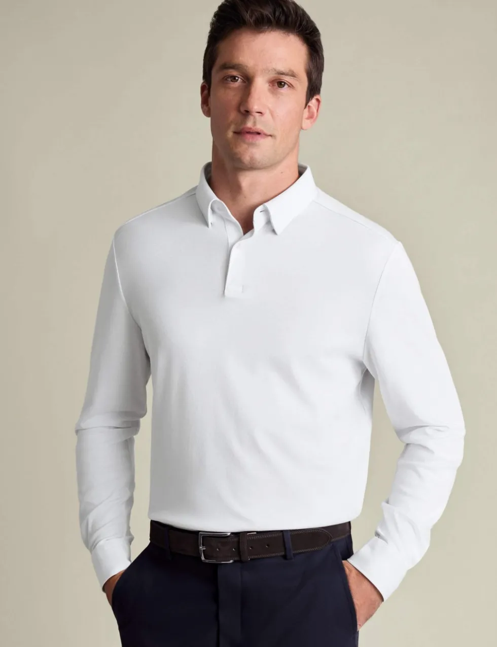 Pure Cotton Jersey Long Sleeve Polo Shirt