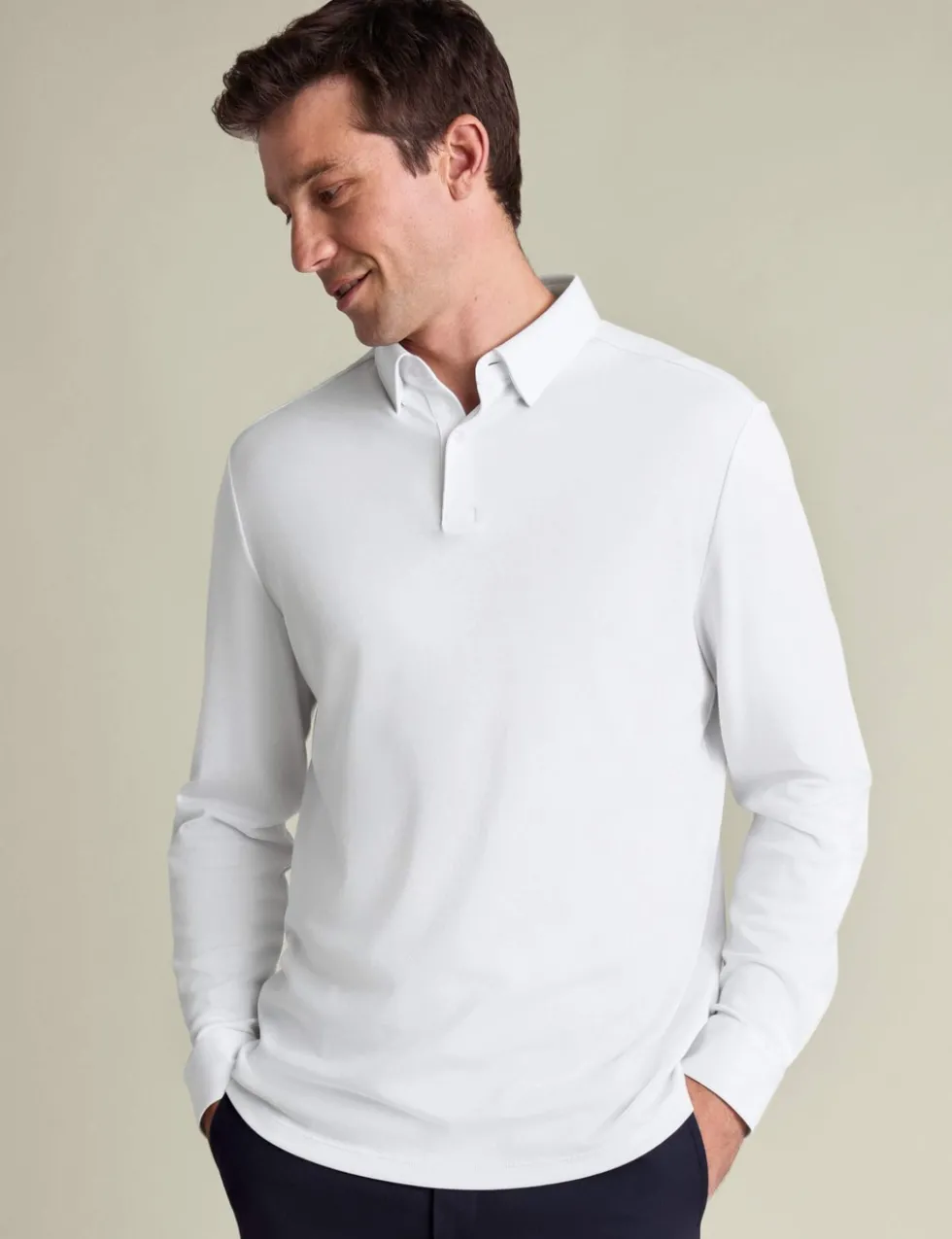 Pure Cotton Jersey Long Sleeve Polo Shirt