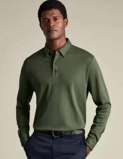 Pure Cotton Jersey Long Sleeve Polo Shirt