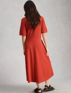 Pure Cotton Jersey Midi Waisted Dress