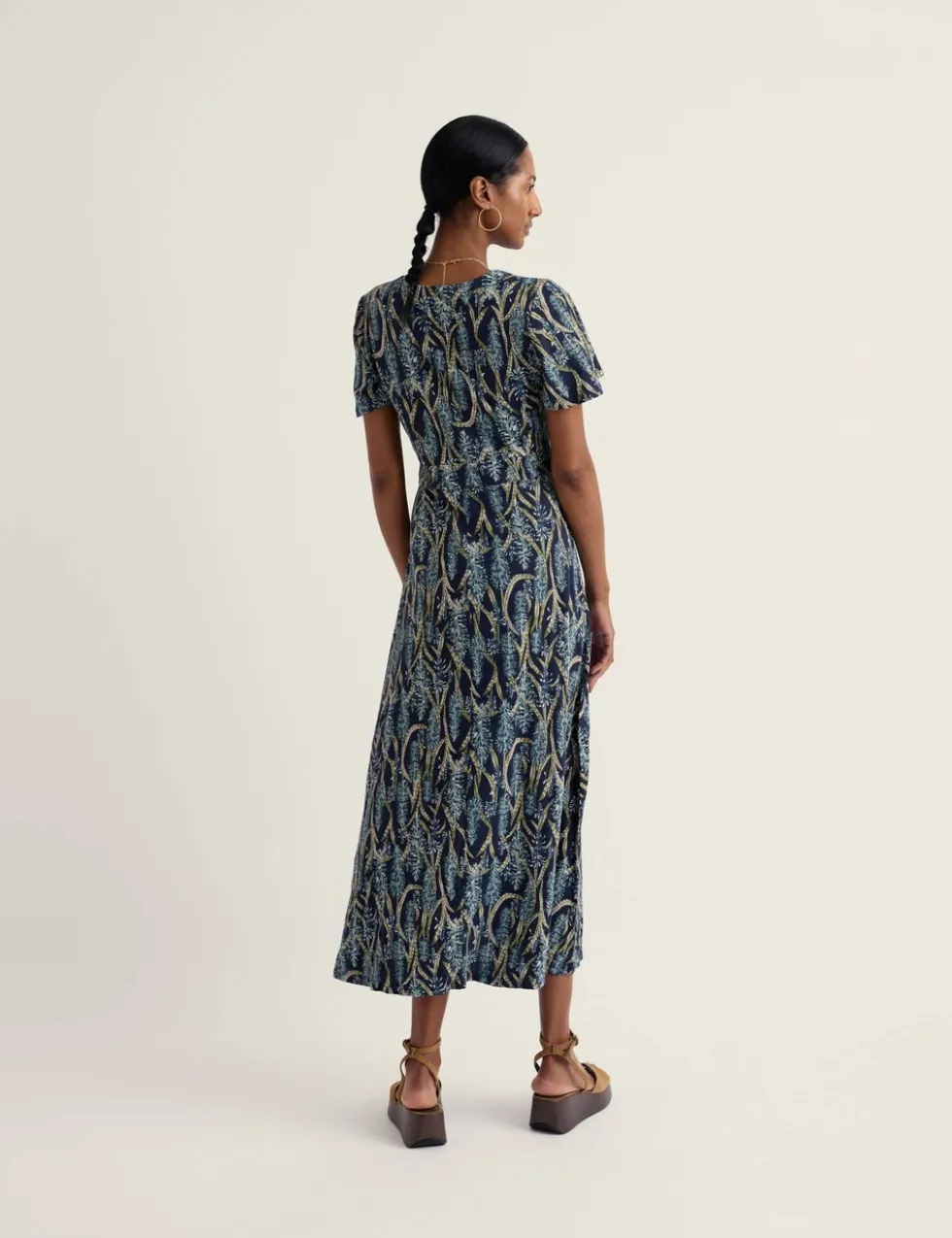 Pure Cotton Jersey Printed Midi Tea Dress