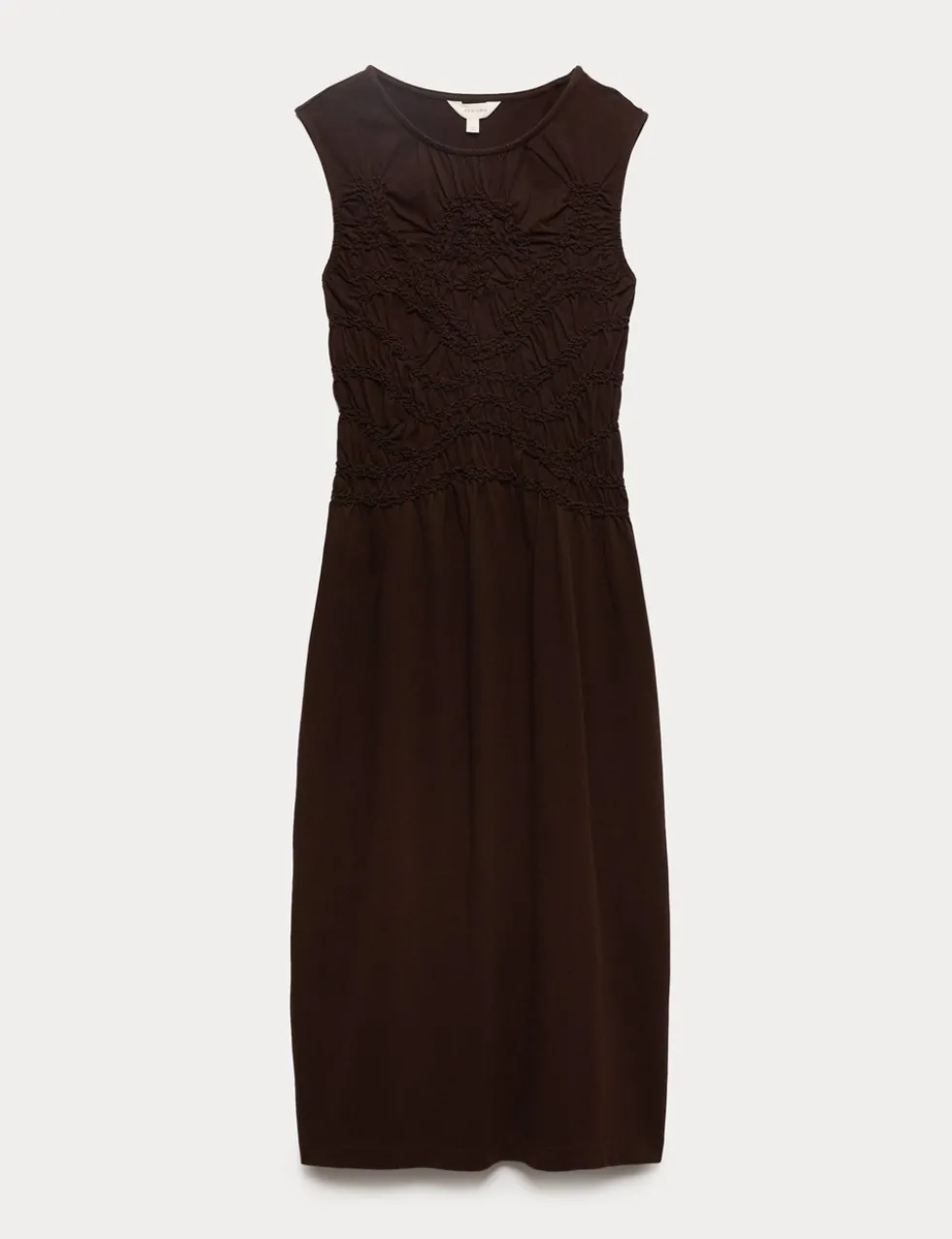 Pure Cotton Jersey Shirred Front Midi Dress