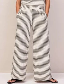 Pure Cotton Jersey Striped Trousers