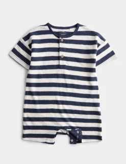Pure Cotton Jersey Striped Romper (0-3 Yrs)