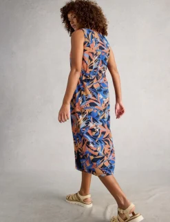 Pure Cotton Jersey V-Neck Midi Dress