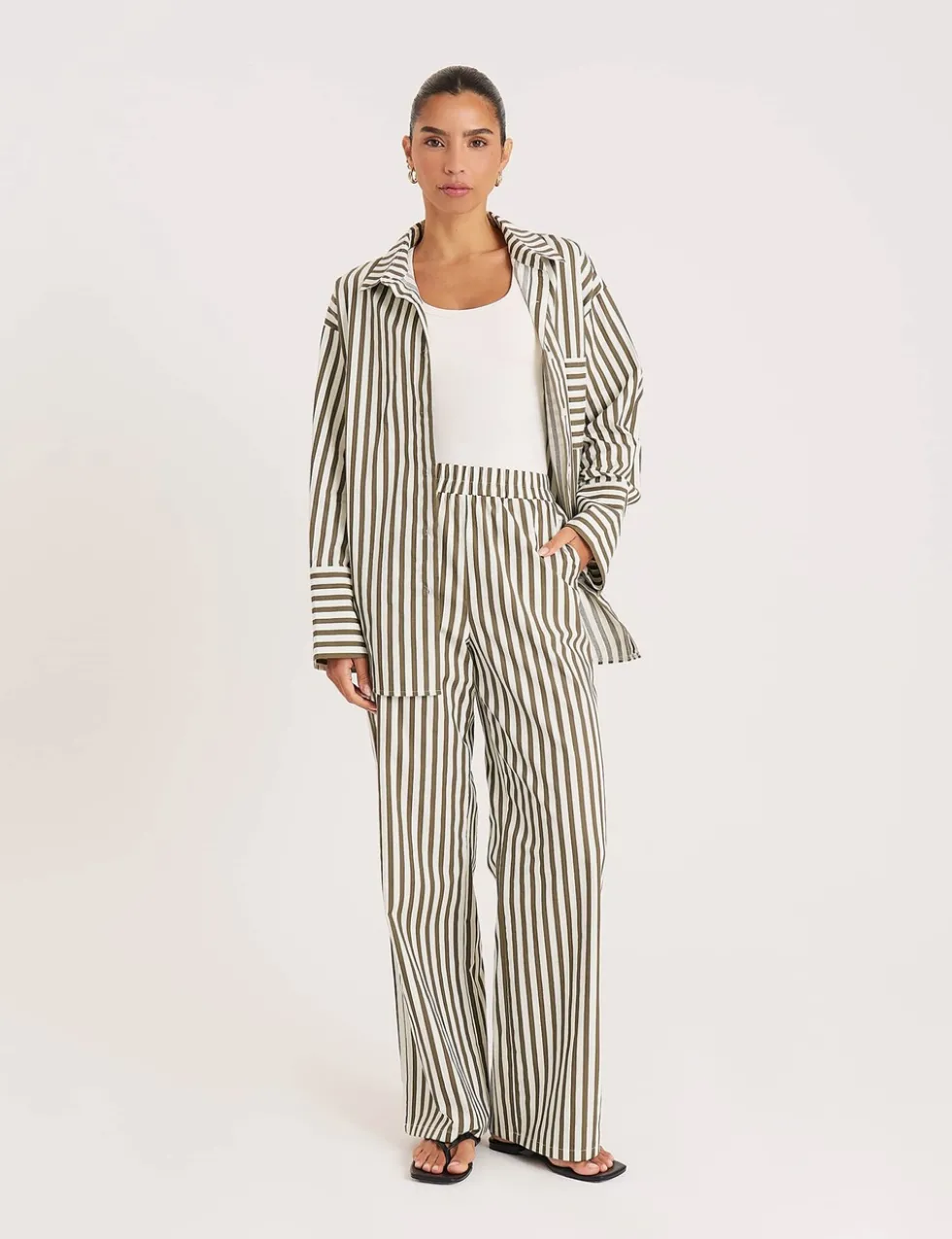 Pure Cotton Jessie Striped Wide Leg Trousers