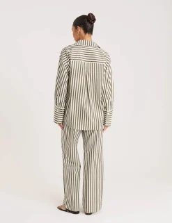 Pure Cotton Jessie Striped Wide Leg Trousers
