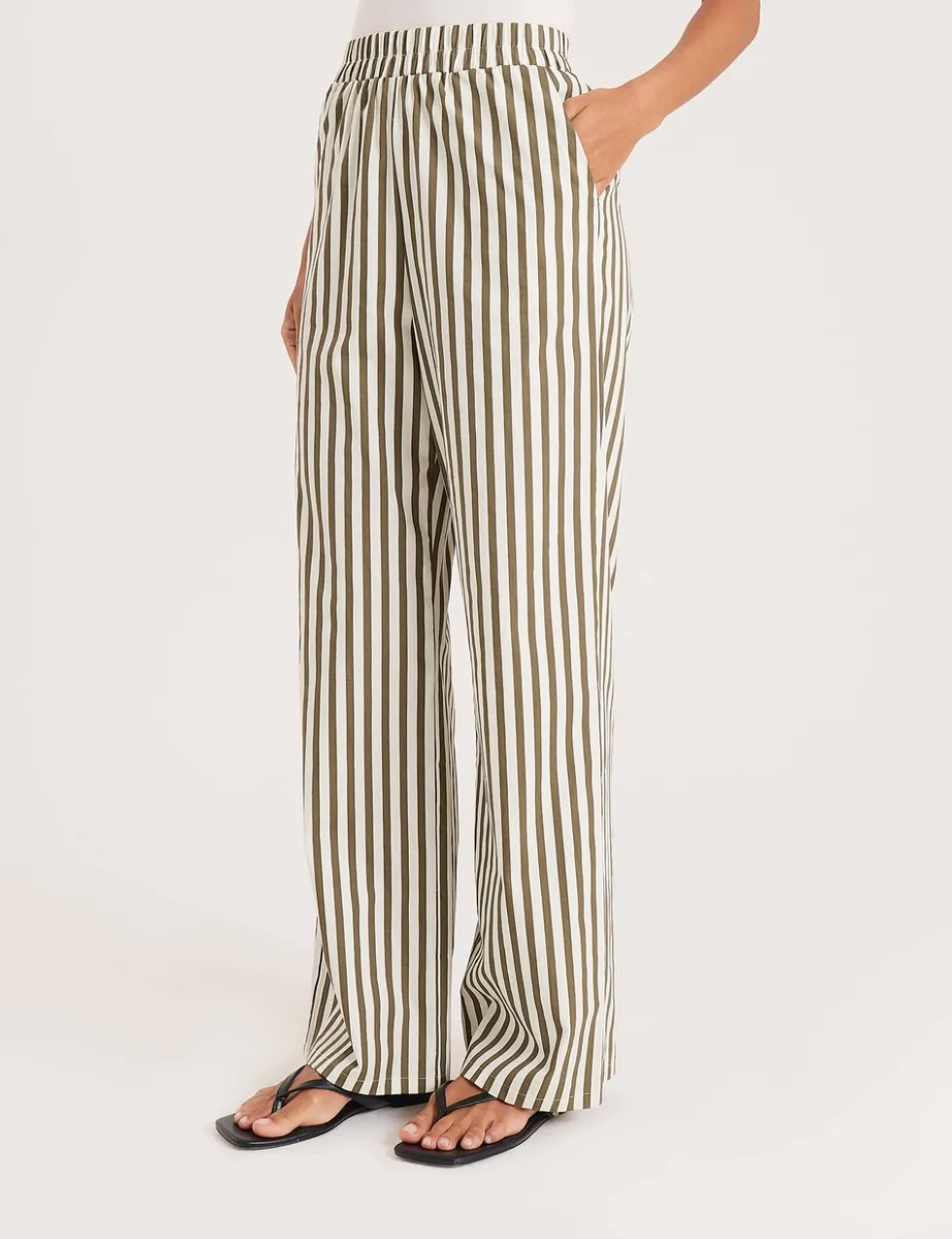 Pure Cotton Jessie Striped Wide Leg Trousers