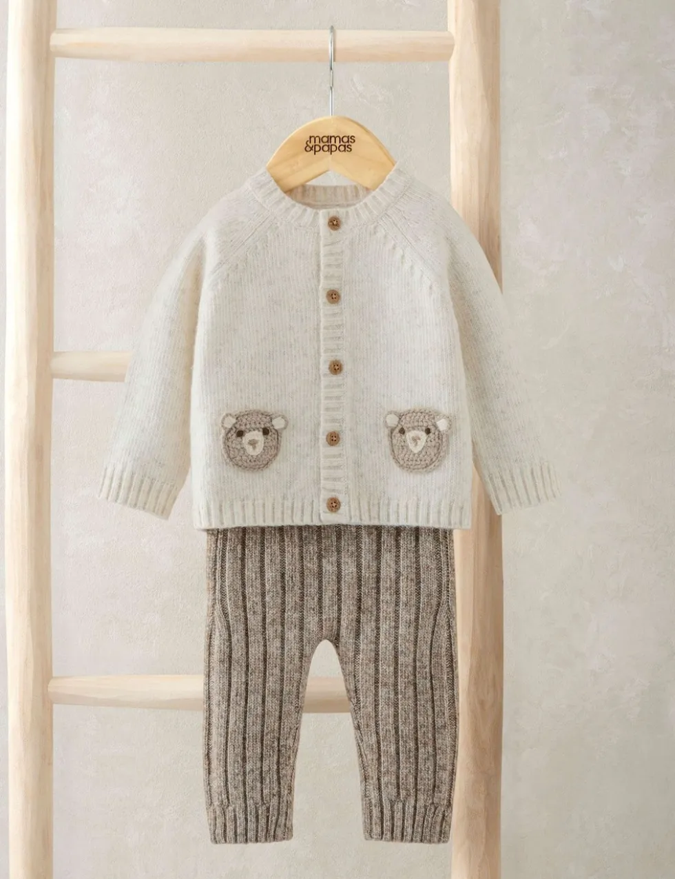 Pure Cotton Knitted Cardigan & Leggings Set (0-12 Mths)