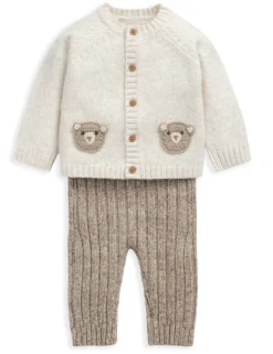 Pure Cotton Knitted Cardigan & Leggings Set (0-12 Mths)