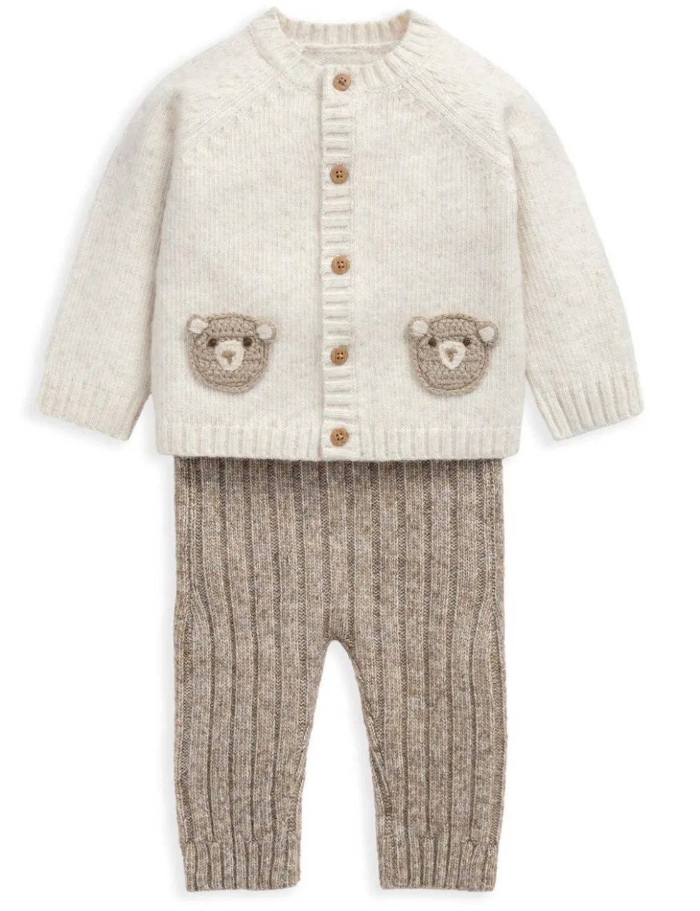 Pure Cotton Knitted Cardigan & Leggings Set (0-12 Mths)