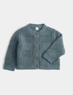 Pure Cotton Knitted Cardigan (7lbs-12 Mths)