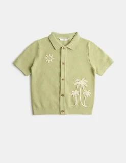 Pure Cotton Knitted Embroidered Polo Shirt (2-8 Yrs)