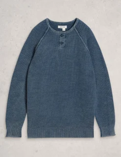 Pure Cotton Knitted Henley Jumper