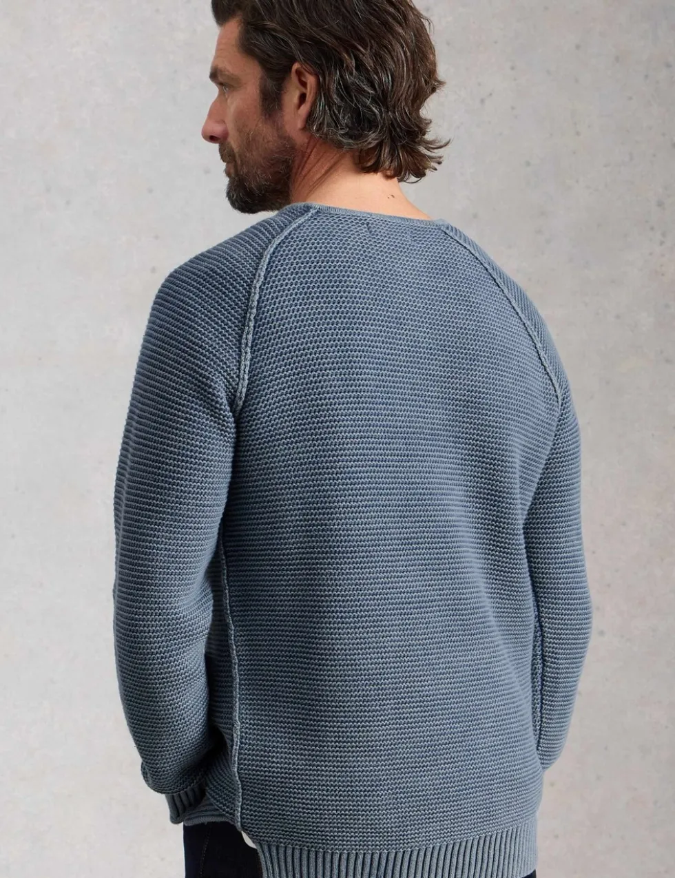 Pure Cotton Knitted Henley Jumper
